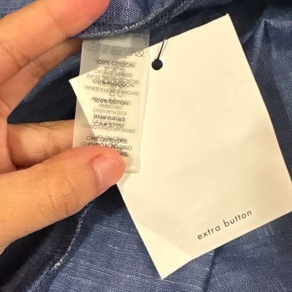 NWOT Calvin Klein Womens 18W Plus Size Blue Belted Tiered Shirt Dress Cotton - Picture 8 of 10